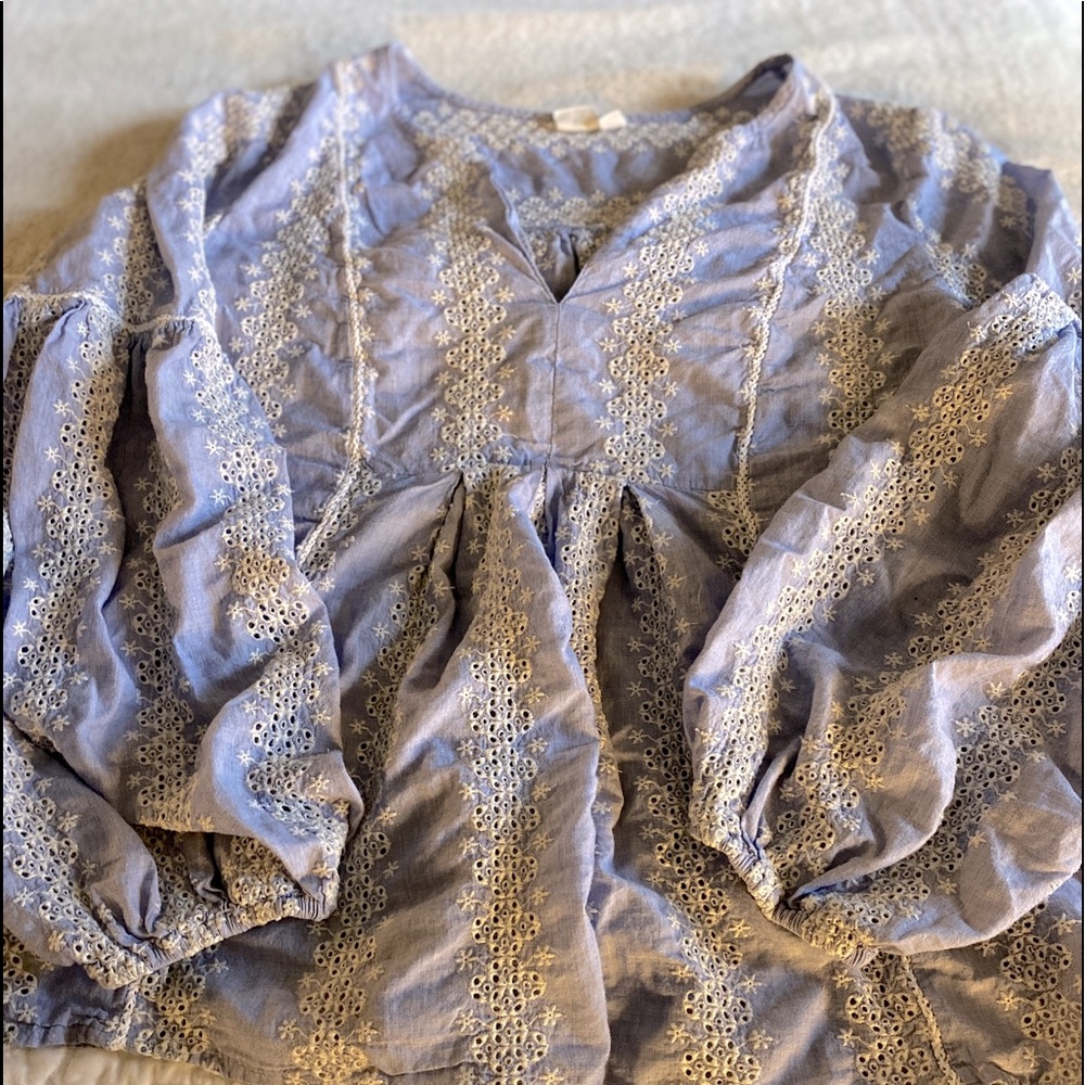 GAP Lavender Eyelet Peasant Blouse
